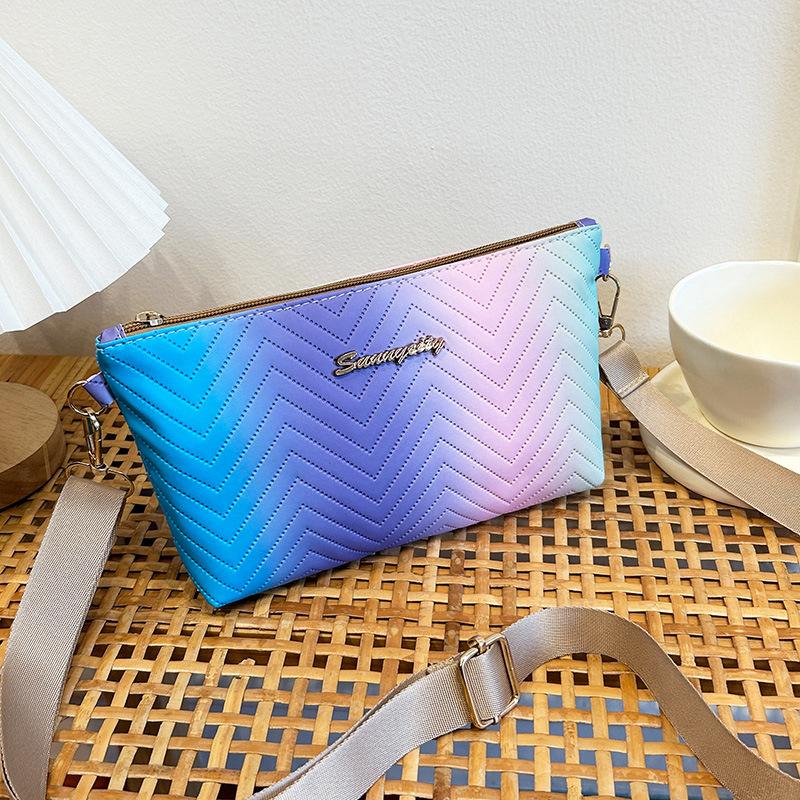 

Rainbow shoulder messenger bag, new high-end mobile phone bag, bag, female messenger small satchel. темно-синий