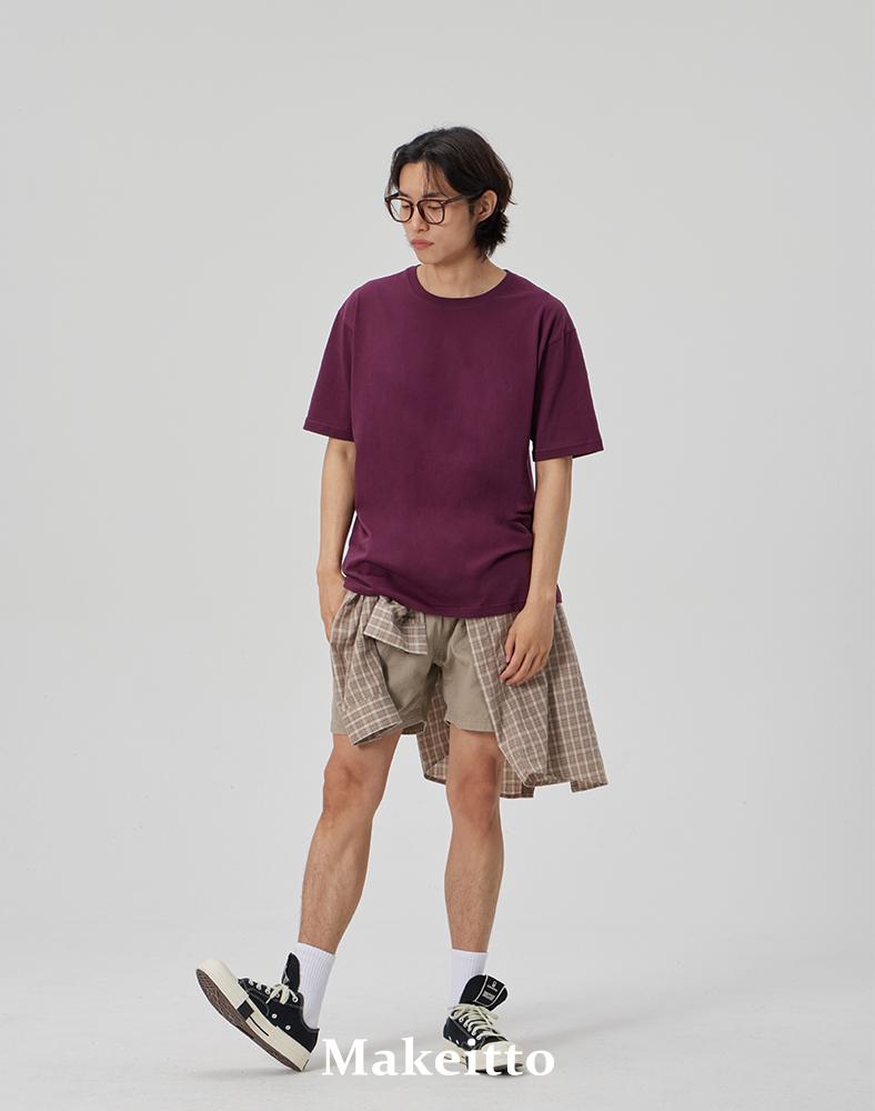 MAKEITTO [Basic] Crew Neck Tee_Wine
