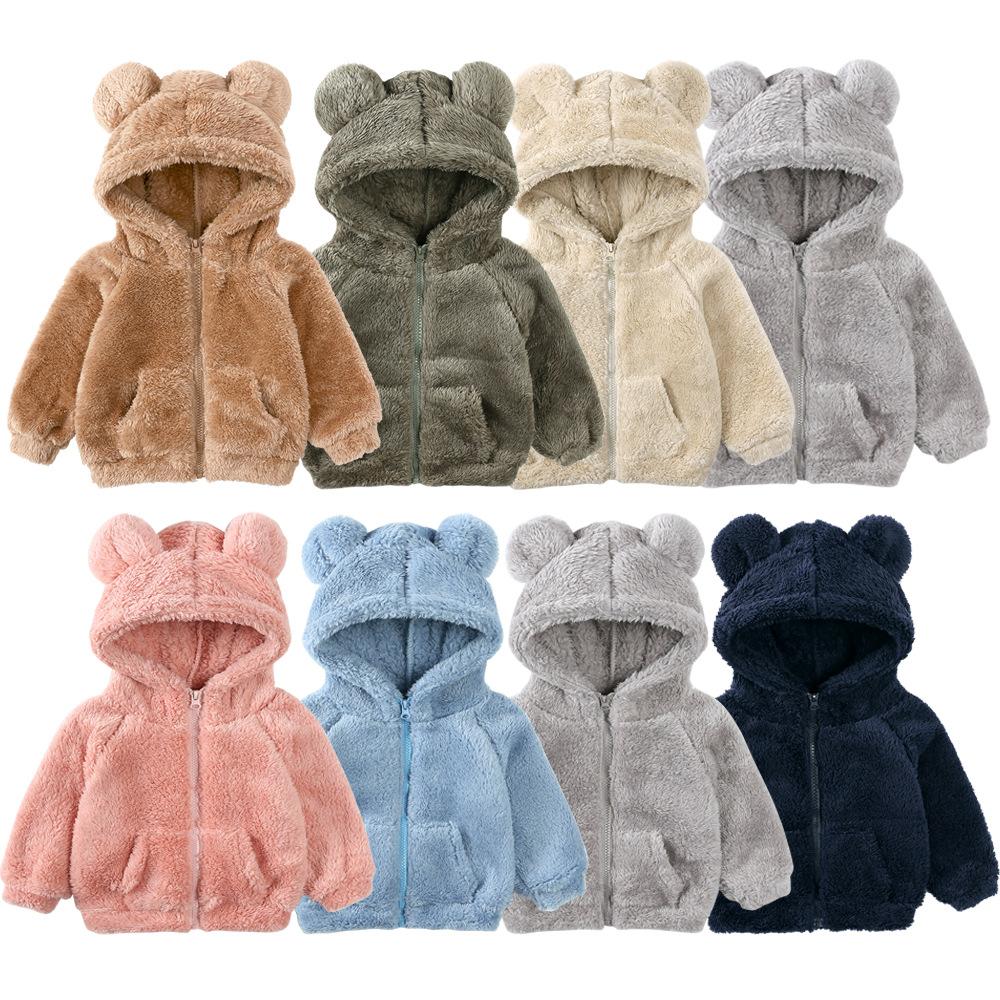 Baby Girl Boy Fleece Hoody Jacket Kids Zip Up Teddy Coat Sweatshirt Children Warm Winter Outwear Hoodies