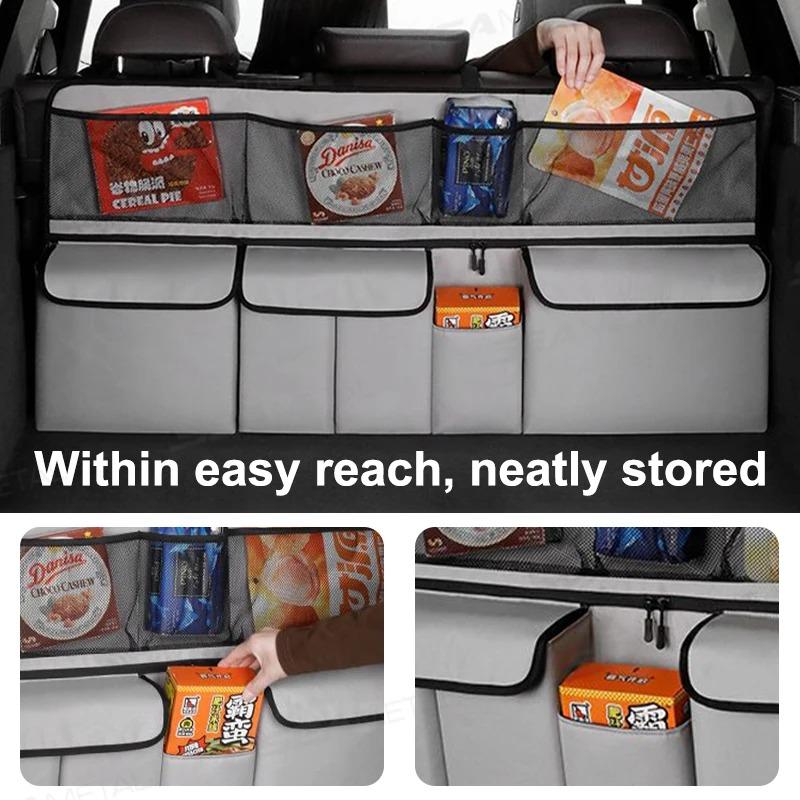 9-Pocket Car Organizer Seat Back Hanging Storage Bag Wear-Resistant Oxford Colth SUV/MPV Trunk Organizer with Zipper