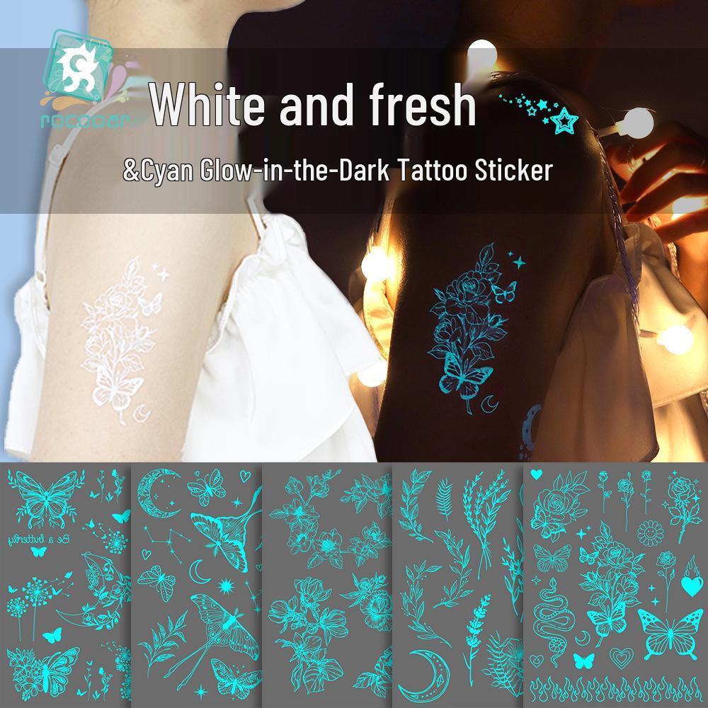 Ruikalong Waterproof Luminous Henna Butterfly Tattoo Stickers for Face and Arm