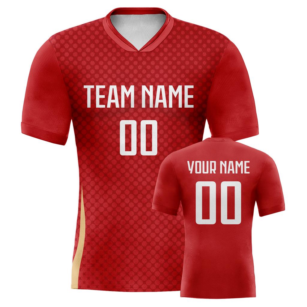 Custom Soccer Team Jersey Red Personalized Name Number Football Shirt for Men Women Kids