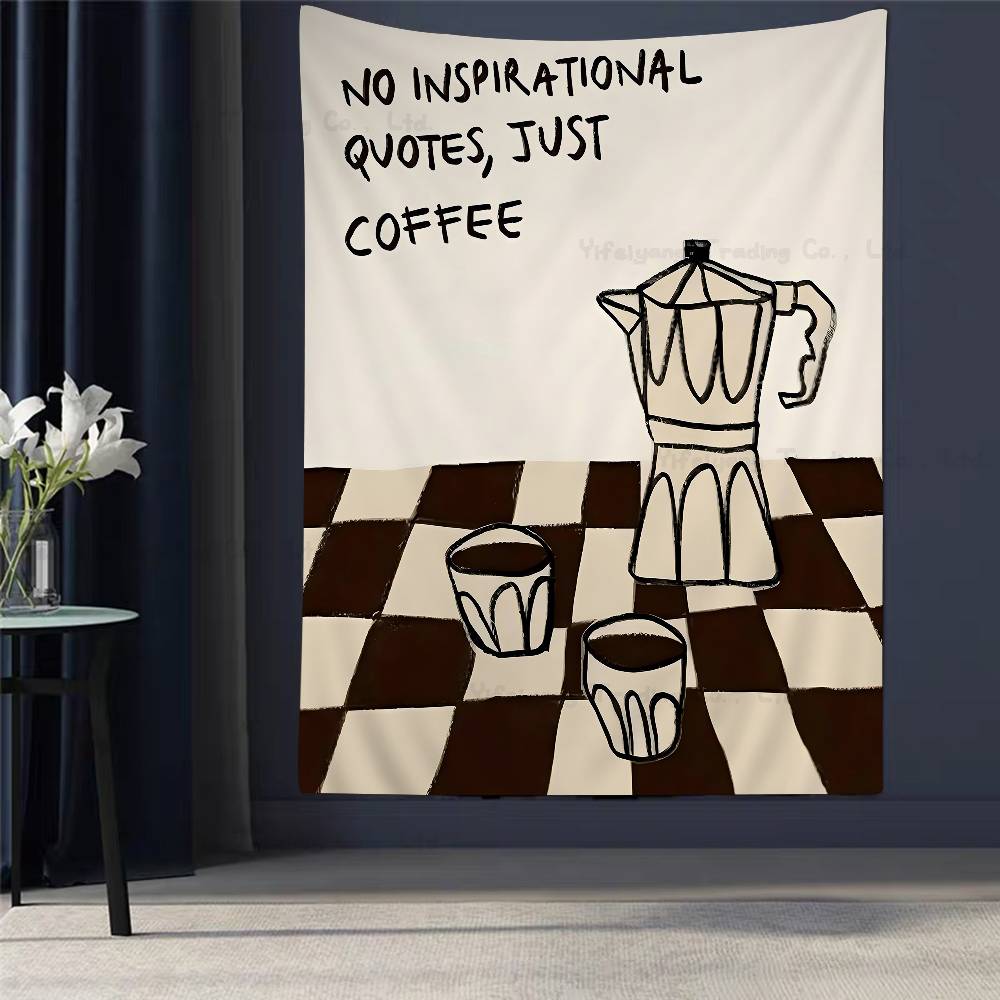 But First Cafecito Quotation Printed Large Wall Tapestry Hanging Tarot Hippie Wall Rugs Dorm Art Home Decor 74x94cm(29x37in)