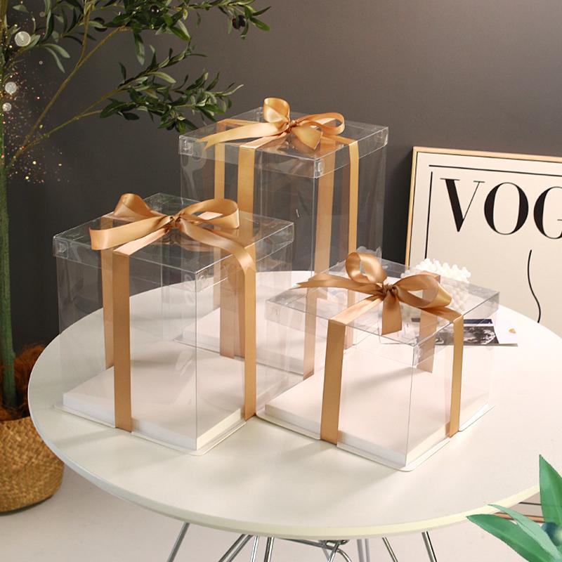 Transparent Gift Box Clear Plastic Cake Box Candy Storage Containers Dessert Present Decoration Wedding Birthday Party Supply