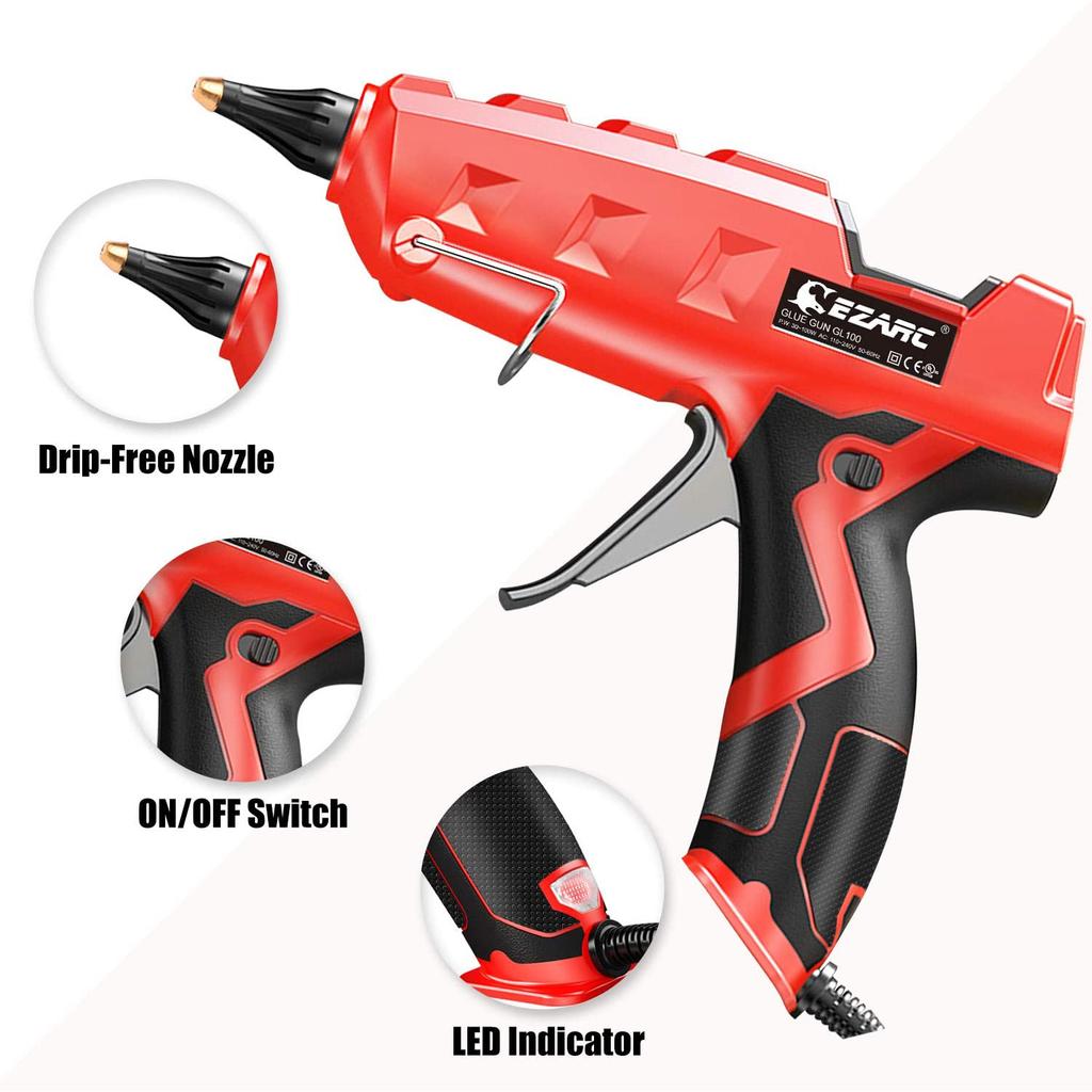 Pistola per Colla a Caldo 100W Heavy Duty Taglia Standard Kit Pistola per Colla con 20 Pezzi di Stick di Colla (150 x 11mm),per Casa, Ufficio Riparazioni Rapide