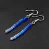 Natural Blue Multi Fire Ethiopian Opal Cabochon Beaded Earrings, 925 Silver , Rainbow Gemstone