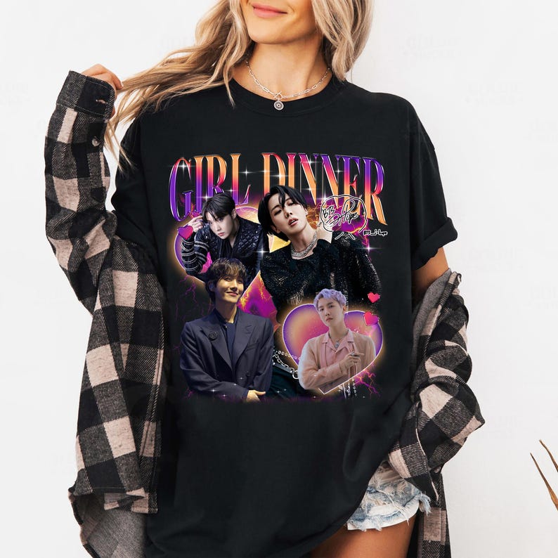 

Футболка J-hope Girl Dinner, Kpop Army Фанская Модная Трендовая Мужская Женская Винтажная Верхняя Одежда Хип-Хоп Стритвир Оверсайз Футболка С Коротким Рукавом Повседневная Одежда 4XL