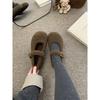 Gray Mary Jane Mao Mao shoes women's winter new woolen single shoes women's flat-bottomed velvet thermal cotton shoes