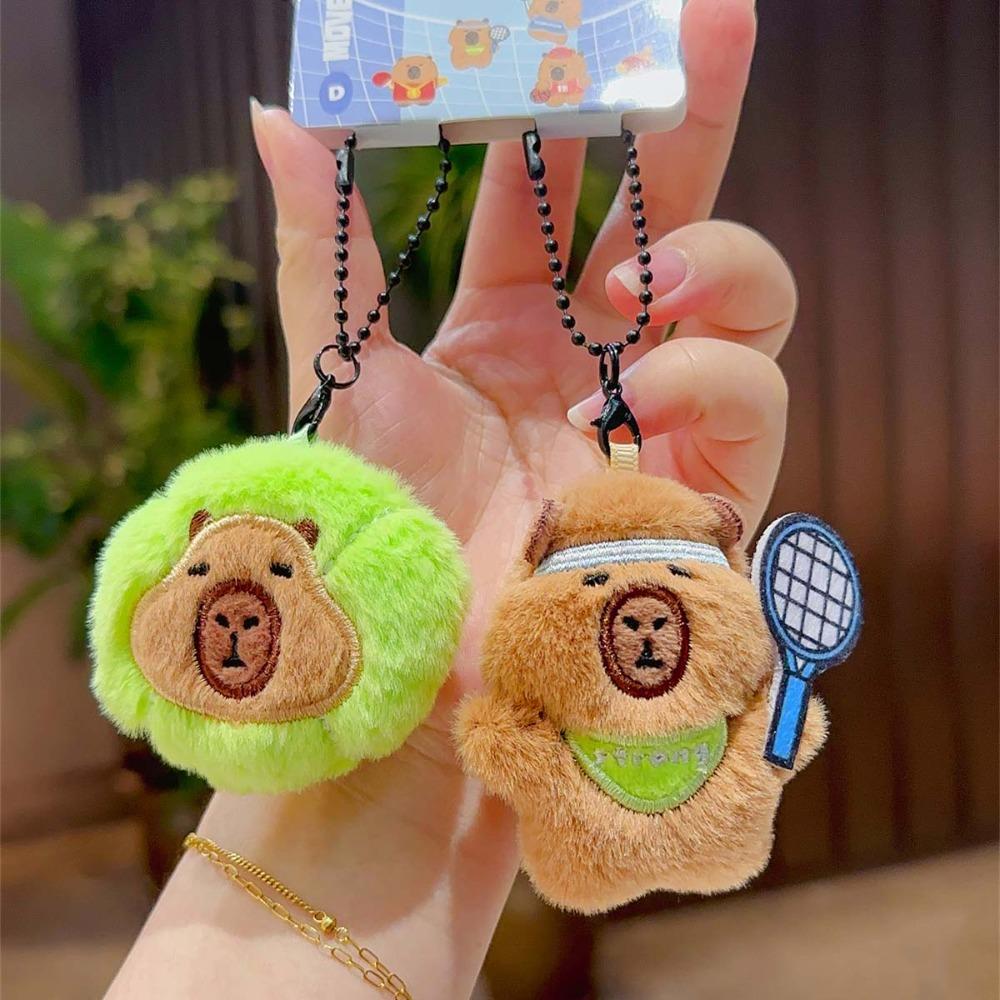 Cross Dressing Capybara Key Ring Soft Backpack Flutter Doll Funny Plush Sport Pendant  Daily
