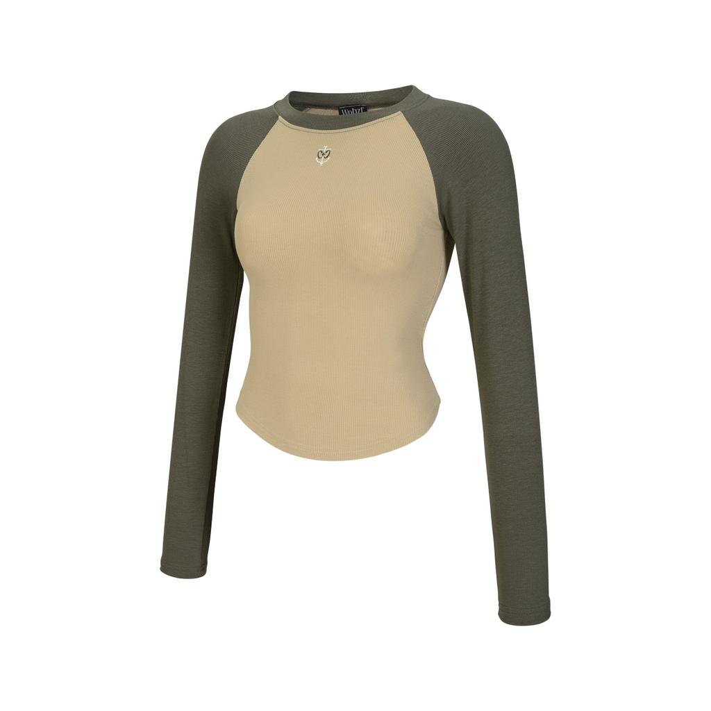 WANNABEZFIT F.H.L Emblem Color Block Slim Fit Long Sleeve Hazelnut & Khaki