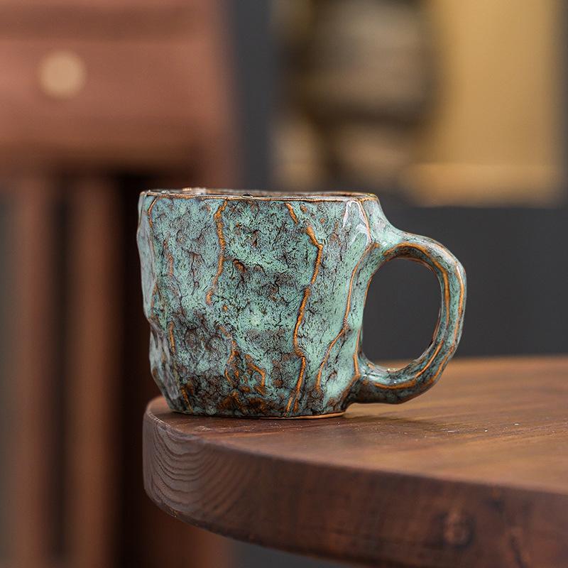 Kiln Change Retro Ceramic Coffee Cup American Latte Latte Flower Cup Breakfast Milk Cup Creative Mug