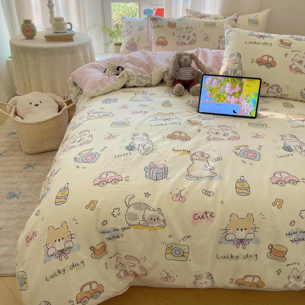 Early Spring 2026 Cute Cartoon Pure Cotton 3-Piece Bedding Set - Skin-Friendly and Age-Reducing
