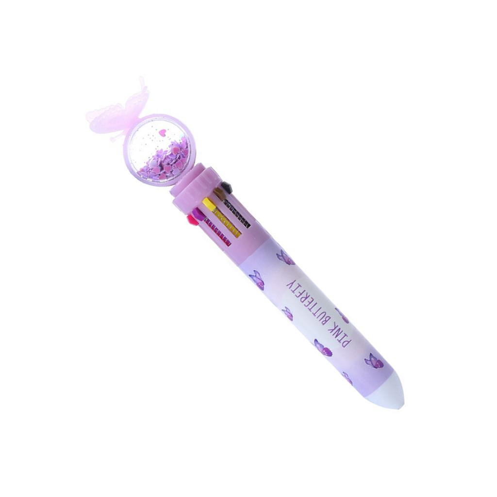 Vícebarevné pero s kresleným kuličkovým perem, 10 barev v 1, psací pero, hladce pište pro studenty a dospělé, psaní v deníku