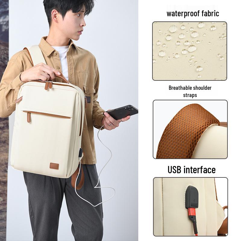 Versatile Large Capacity Color Block Business Travel Backpack