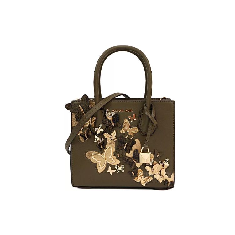 

Michael Kors Mercer Letter Logo Lock 3D Butterfly Leather Accordion Crossbody Handbag Women Handbags Olive 30S9GM9M6K-OLIVE Basic Set (Bag+Dust Bag)