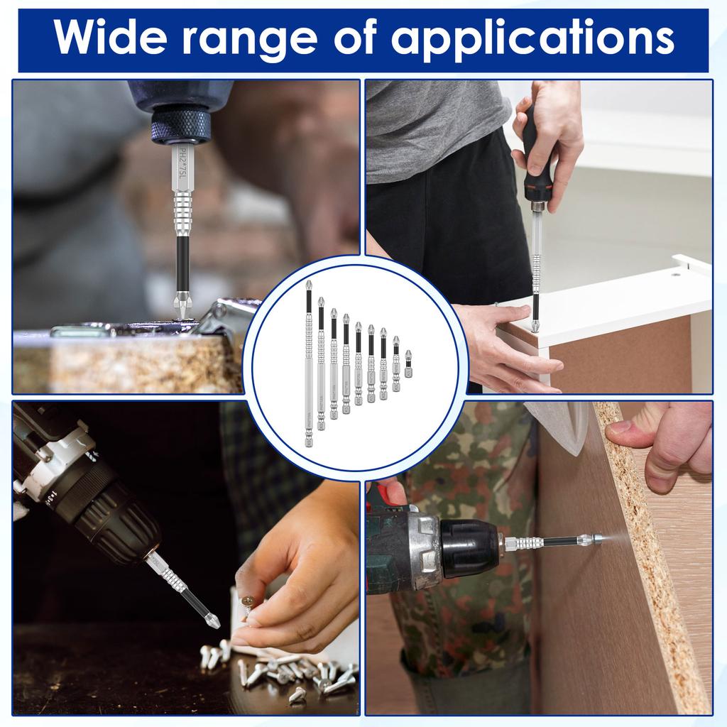 18 Pcs Magnetic Screwdriver Drill Bit Set Multi Size Carbon Steel Hex Shank Nonslip Impact Driver Bit for Maintenance Hand Tools