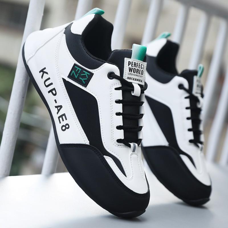 Spring and Autumn Sneakers Men's Fashion Lightweight Casual Shoes Comfortable Versatile Travel Shoes Net Surface Leather Surface Men's Shoes