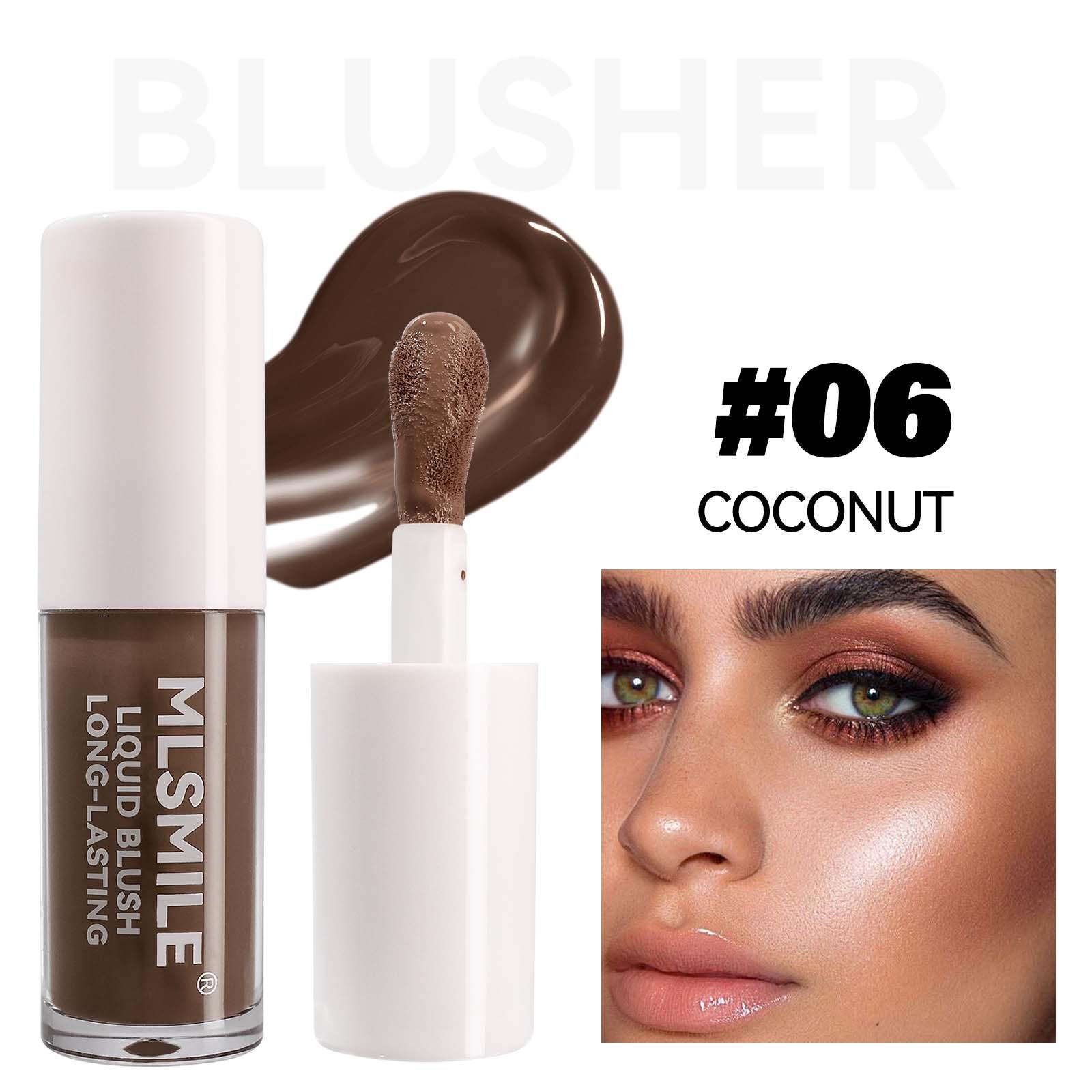 

Жидкие румяна, осветляющие и развивающие румяна для лица, 6 цветов теней для век, румяна-крем #06 Coconut