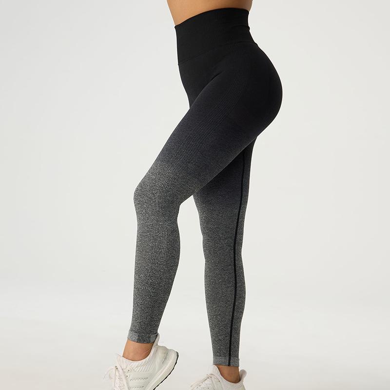 Internet celebrity hanging and dyeing gradual change hip fitness pants women tight high waist running moisture wicking peach hip yoga pants