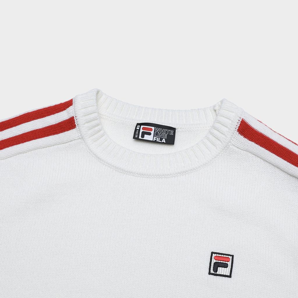 FILA Archive Striped Color Block Casual Long Sleeve Sweater Women sweater Cloud-White F11W349405F-WT