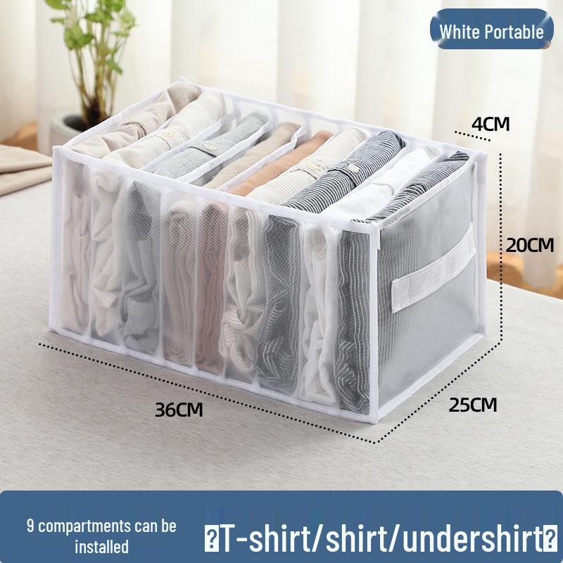 Mesh Underwear and Sock Storage Box with Dividers and Handle for Drawers and Wardrobes