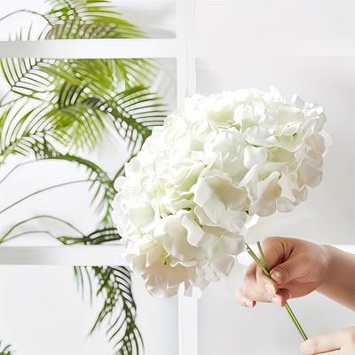 2/4 Stück Weiße Hortensien Simulationsblumen mit Stiel, Geeignet für Zuhause, Hotel, Büro, Hochzeit, Party, Hausgarten, Veranda