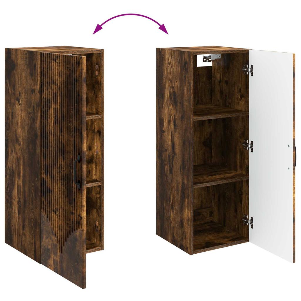 Wall Mounted Cabinet Smoked Oak Finish 33 x 34.5 x 90 cm Engineered Wood