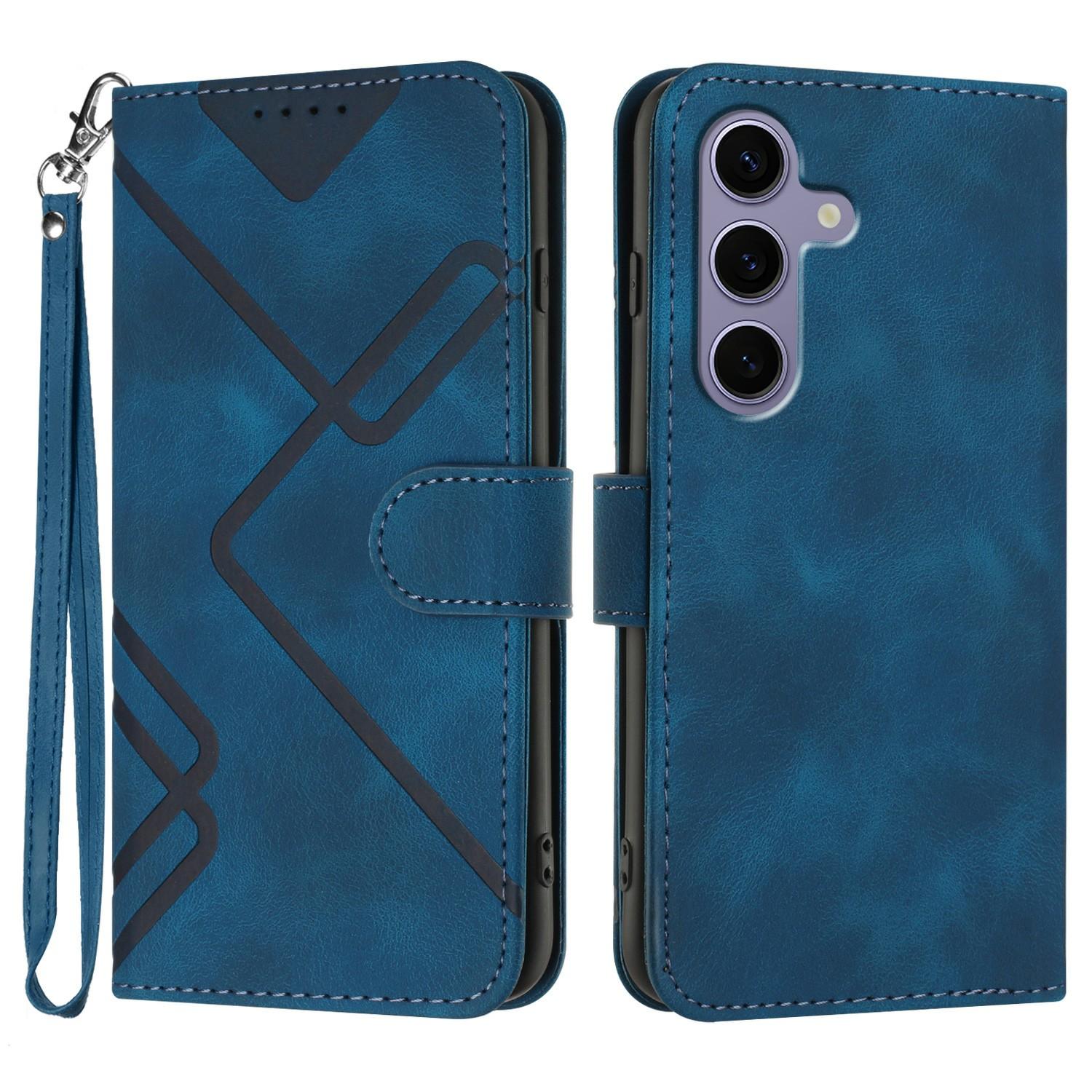 

YX0040 For Samsung Galaxy S25 Case Leather Phone Cover Geometry Pattern Sapphire