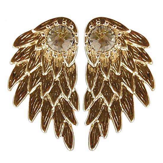 1 Pair Ear Studs Rhinestone Inlaid Christmas Gifts Alloy Women Angel Wing Ear Studs for Daily Life