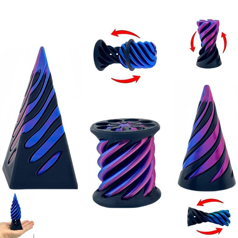 Kids 3D Printed Spiral Cone Fidgeting Toy Impossible Pyramid Passthrough Sculpture Antistress Anxiety Relieving Game Adults Toys