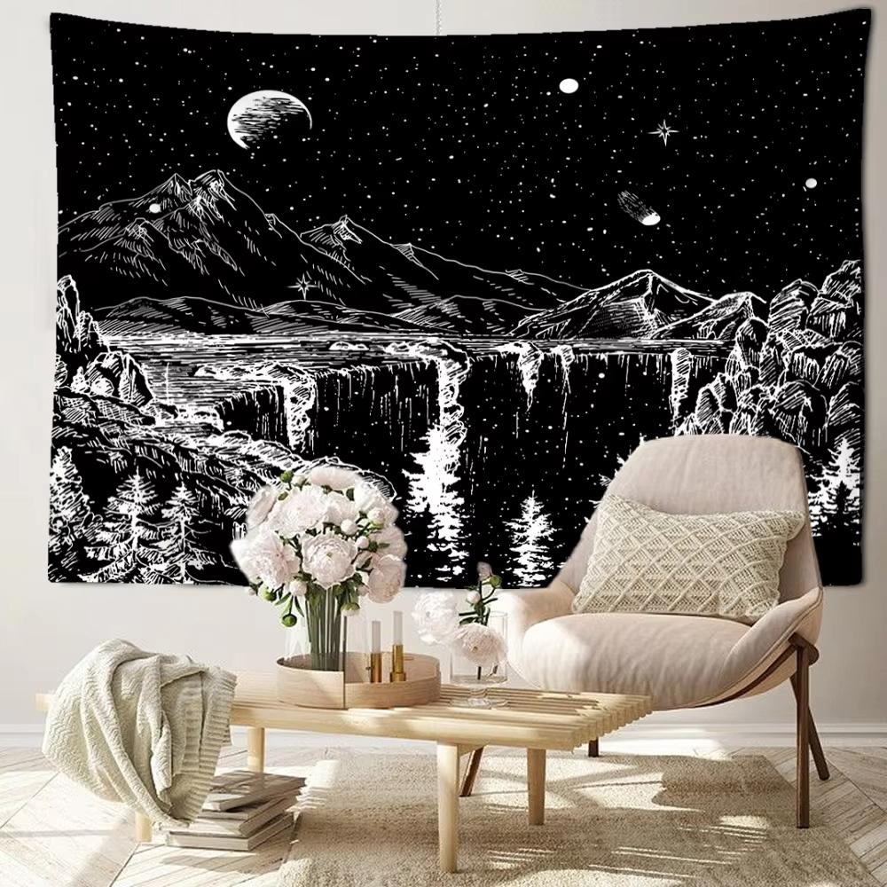 

Night Landscape with Stars Wall Art Living Room Tea Room Background Cloth Bedroom Studio Wall Hanging Wall Decoration Items 29x37in