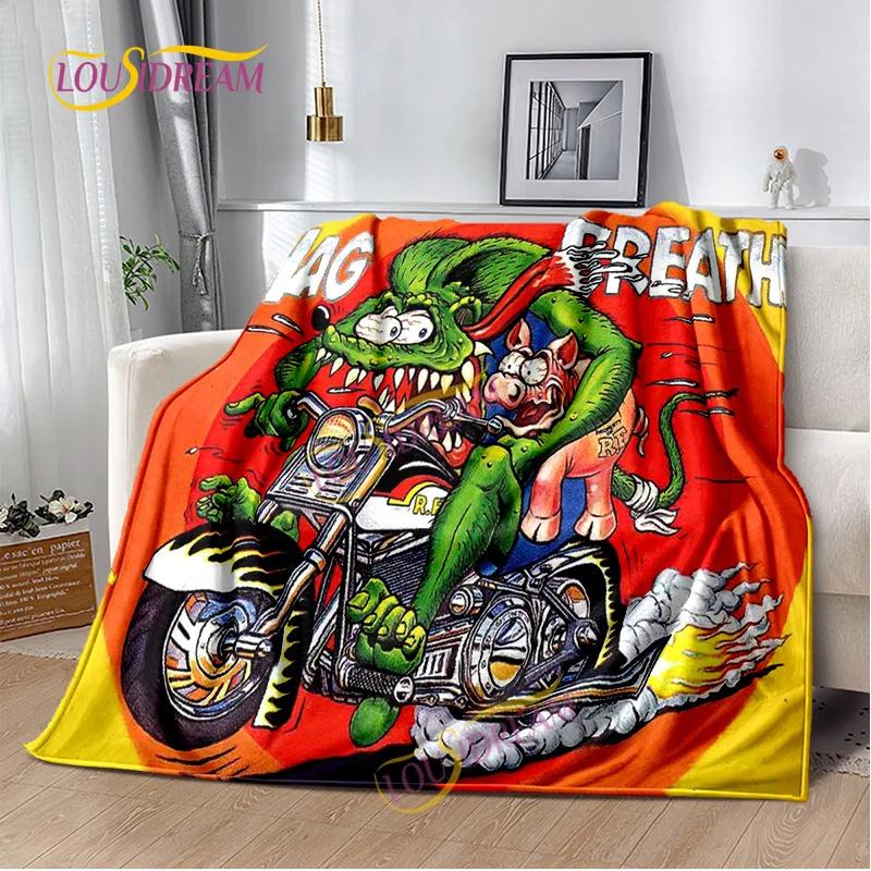 Portable Multifunctional Children's holiday birthday Gift Cartoon Rat Fink Cute Home Bedroom decoration Warm Sherpa blanket