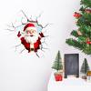 PVC Santa Wall Art for Balcony 3D Claus Sticker, Realistic Breaking Decal Christmas Holiday Decoration, Glass Clings Waterproof Indoor Outdoor Windows