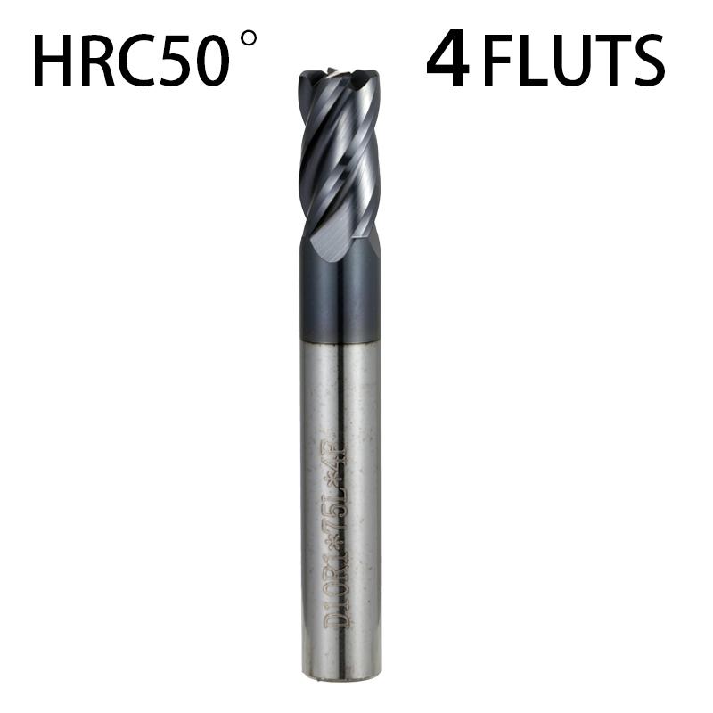 

KaKarot Фреза концевая радиусная ЧПУ R Фреза тороидальная Металлорежущий инструмент 4 зуба R0.5 R1 Обработка поверхности Фреза Нос Mi D4XR1X50