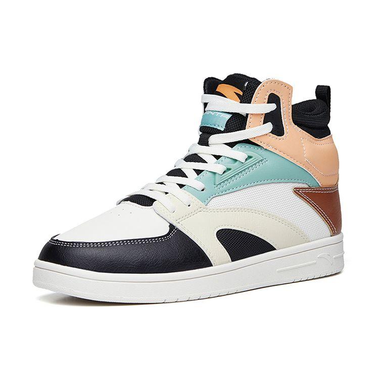 Anta Street Fun Casual High-Top Skate Shoes Women Sneakers White Black 122238067-2