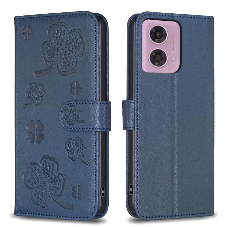 

For Motorola Moto G34 5G Leather Case Clover Pattern Wallet Phone Cover