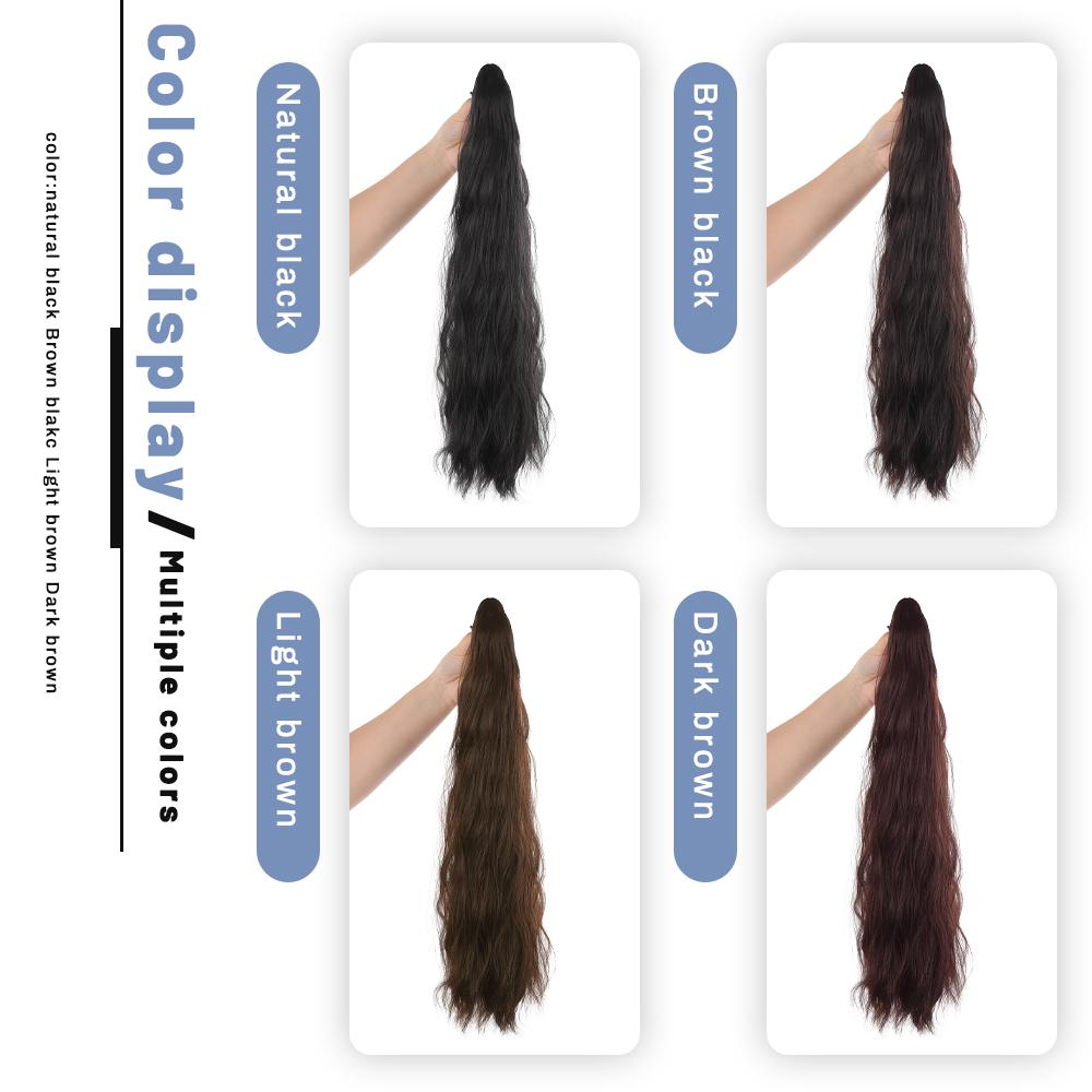 Synthetic Long Hair Claw Clip Ponytail Braid Water Wave Hair Natural Wave Wig Women's Clip Ponytail Extension