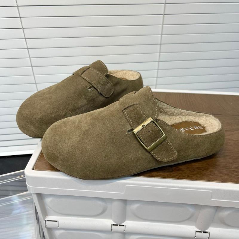 Thick-soled Bag Head Half Slippers Women's New Autumn and Winter Outer Wear Mao Mao Shoes Lazy Shoes Versatile