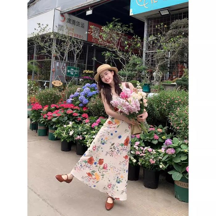 

2024 Цветочный Топ на Бретелях Пляжное Платье - Женское Летнее Морское Отпускное Длинное Платье Extra Large