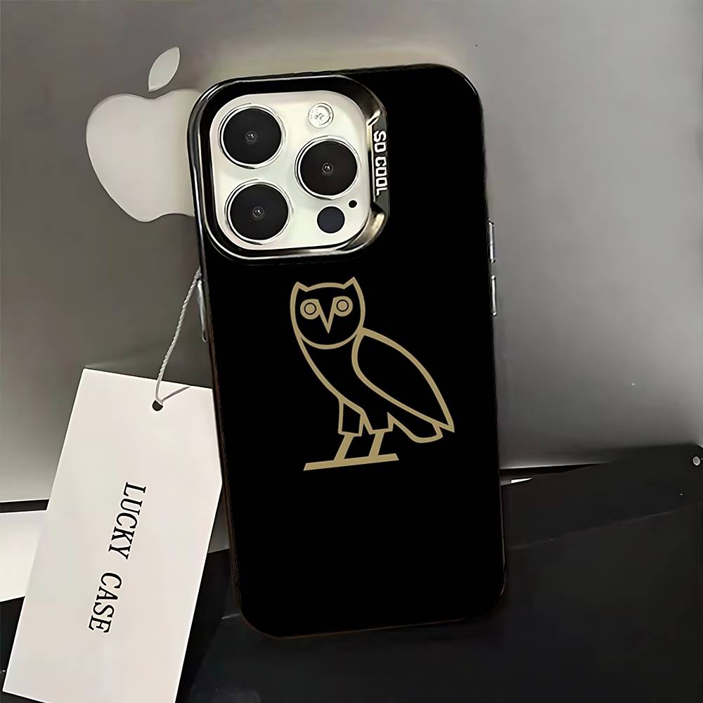 Custodia per Telefono D-Drake O-OvO OWL Per iPhone 16,15,14,13,12,11,Pro,XS,Max,Plus,Mini,SE Nera Caramellata Opaca Cover Antiurto