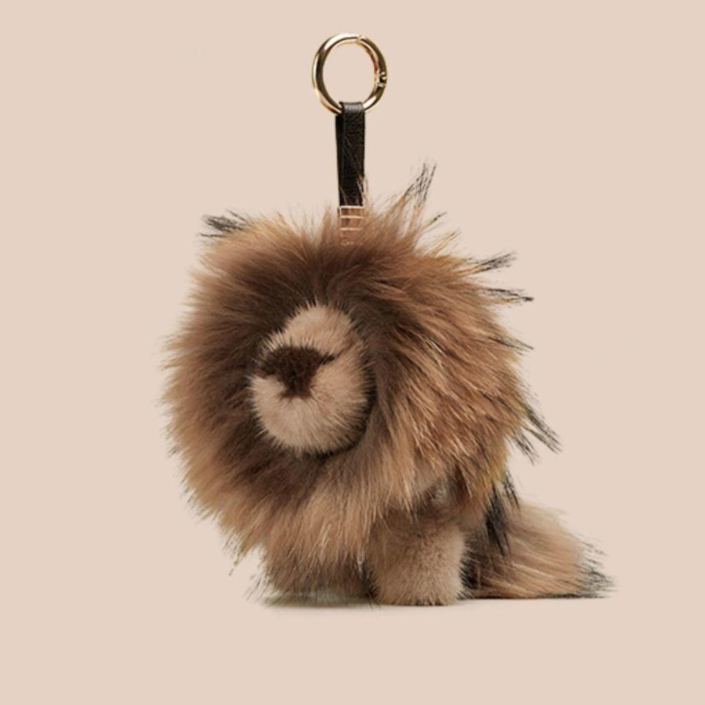 Otter Kaninchenfell Kleiner Löwe Taschenanhänger Waschbärhundfell Simba Löwe Schlüsselanhänger Niedliches Plüschtier Autoschlüsselanhänger