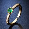 Korean Green Zirconium Gemstone Open Ring - Trendy, High-Grade Design for Women