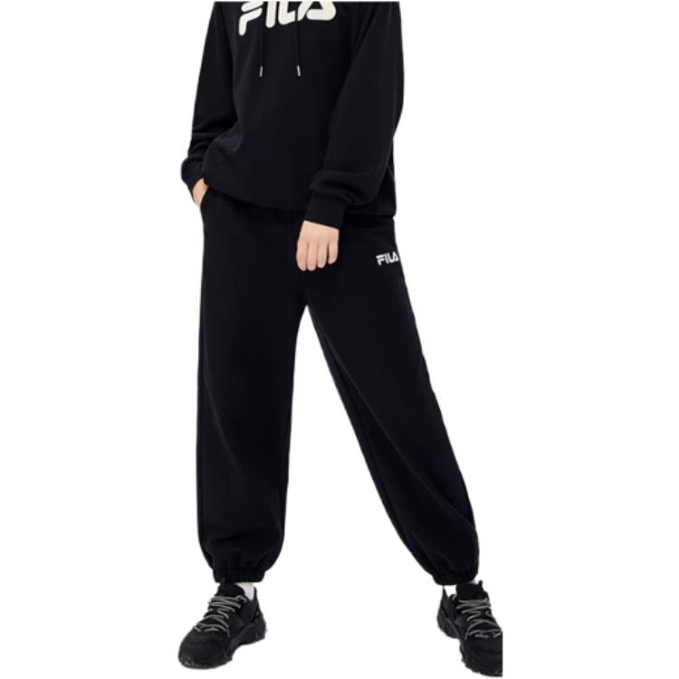 Fila Loose Fit Cuffed Letter Casual Long Knit Sports Pants Men Bottoms Black F51M249698F-BK