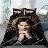 Impresión 3D Damon Salvatore The Vampire Diaries Juego de Ropa de Cama Funda Nórdica Juego de Cama Funda de Colcha Funda de Almohada Edredón Tamaño King Queen