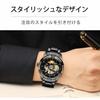 Men's Mechanical Watch, Black Skeleton Mechanical Fashion Business Automatic Punk Style with Stainless Steel Band