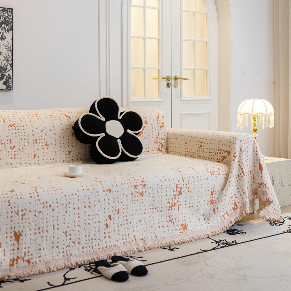 

Скандинавские пледы для дивана-кровати, одноместный, четырехсезонный, плюшевый чехол для дивана, защита от пыли и царапин, защитный чехол для двухместного дивана 180x130cm оранжевый