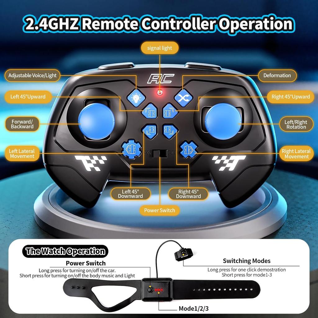 4WD Remote Control Car for Boys,2.4GHz Gesture Sensing Drift RC Cars,360°Flips Off-Road Hand Controlled RC Stunt Car with Lights Music,Toy Car