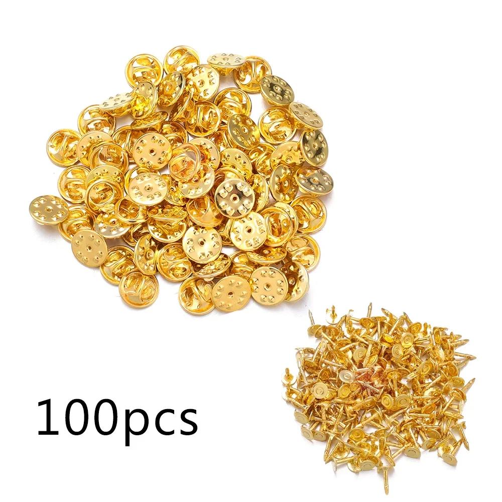 

50/200pcs Metal Nail Tie Tack Pin Locking Back Brooch Badge Holder Lapel Base Making Supply Craft DIY Butterfly Clasp Findings 50 sets золотий