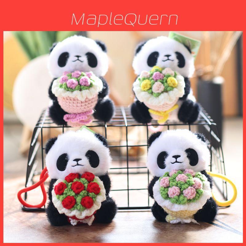 Panda hält Blumen Plüsch Schlüsselanhänger Niedliches Tier Taschenanhänger Für Kinder und Jugendliche