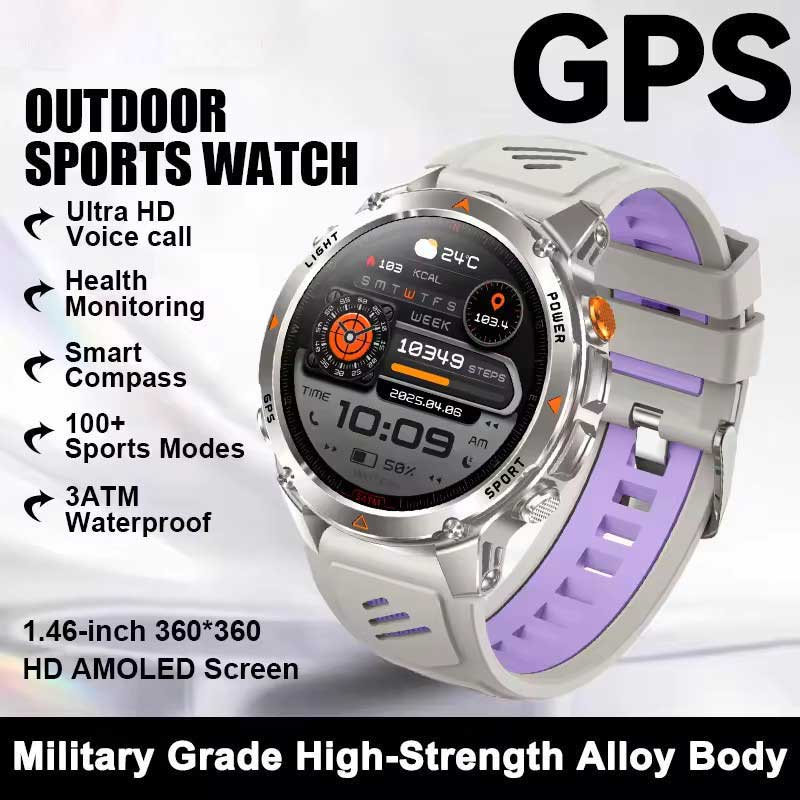 

T-Rex 3 Ultra Military Adventure GPS Smart Watch 10ATM Waterproof Bluetooth call AMOLED HD Men Sports 2025 New Swim Smartwatch Silicon фіолетовий